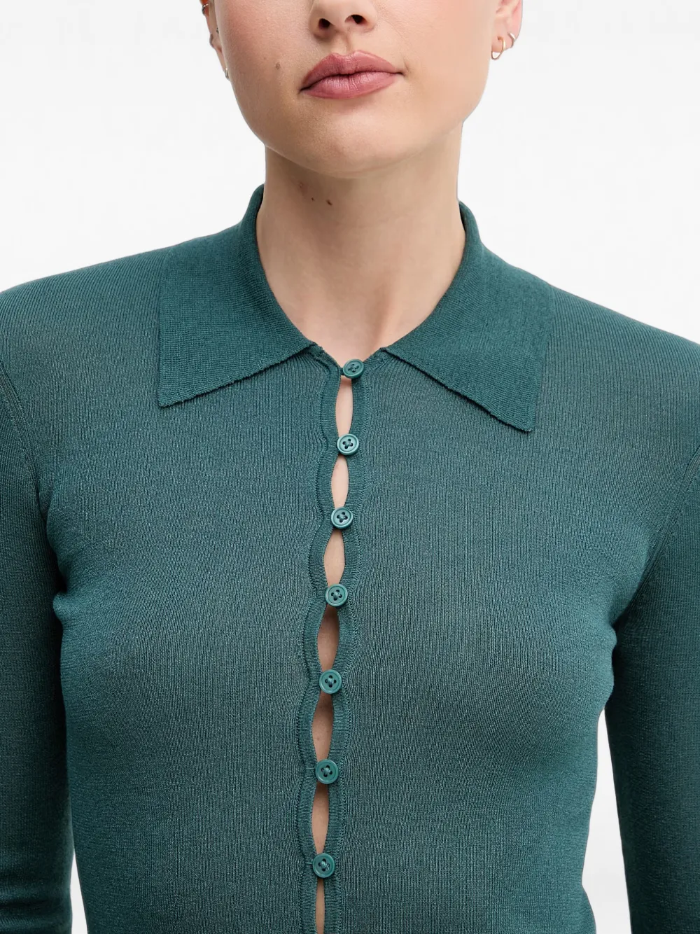 Sisley Button-up vest met gewelfde afwerking Groen
