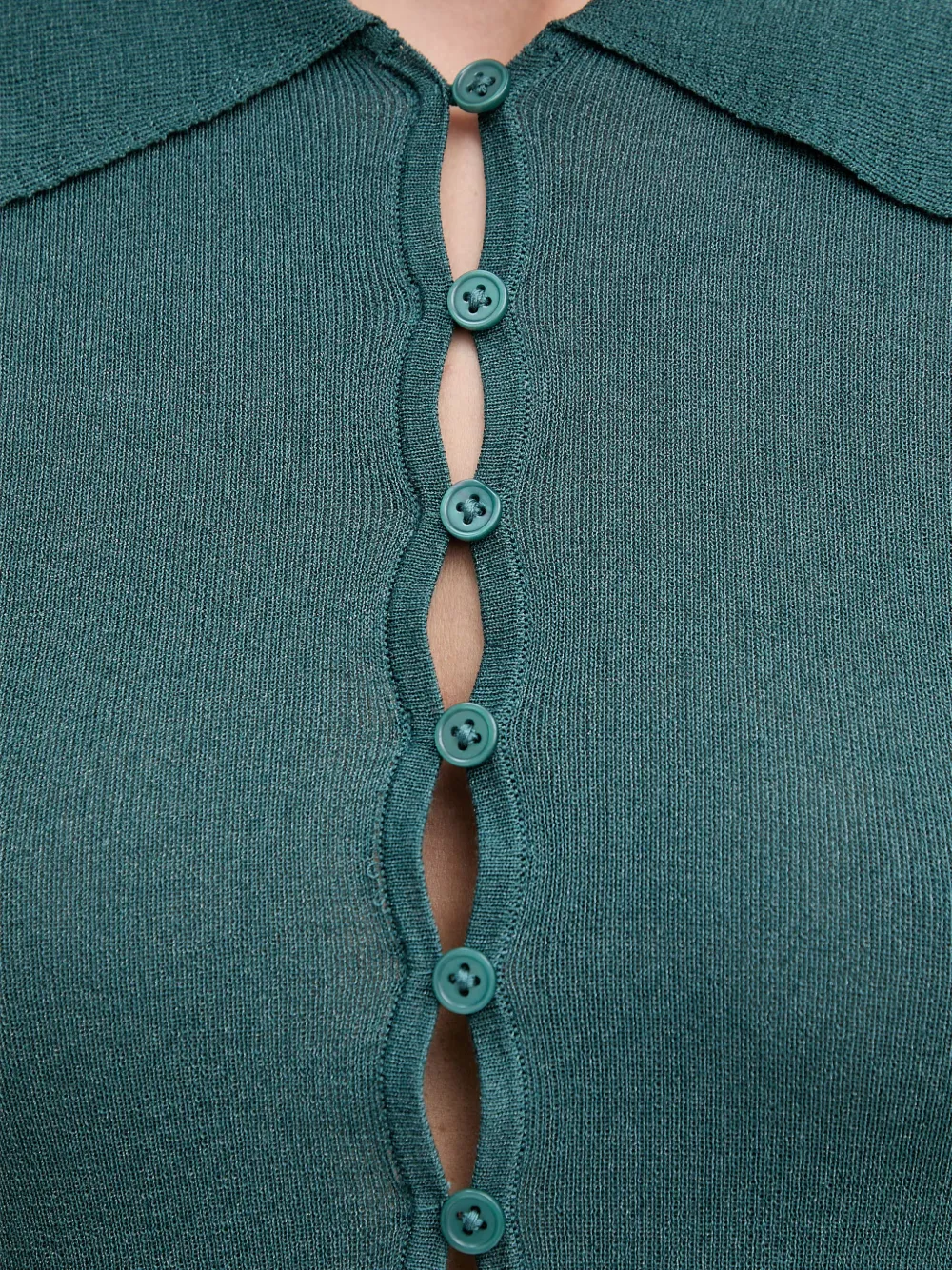 Sisley Button-up vest met gewelfde afwerking Groen