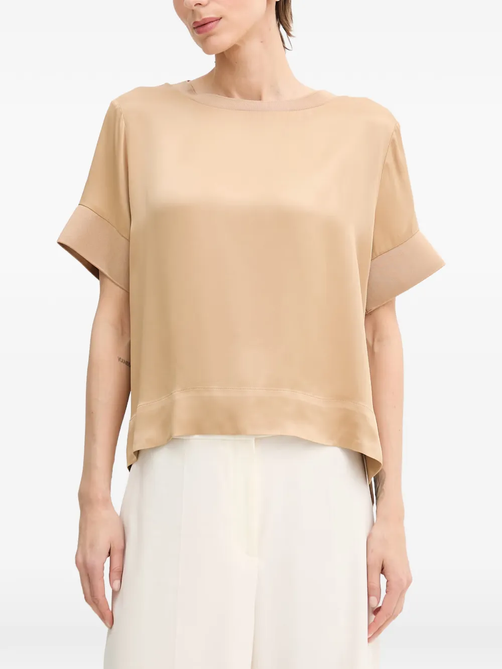 Sisley short-sleeve satin top - Toni neutri