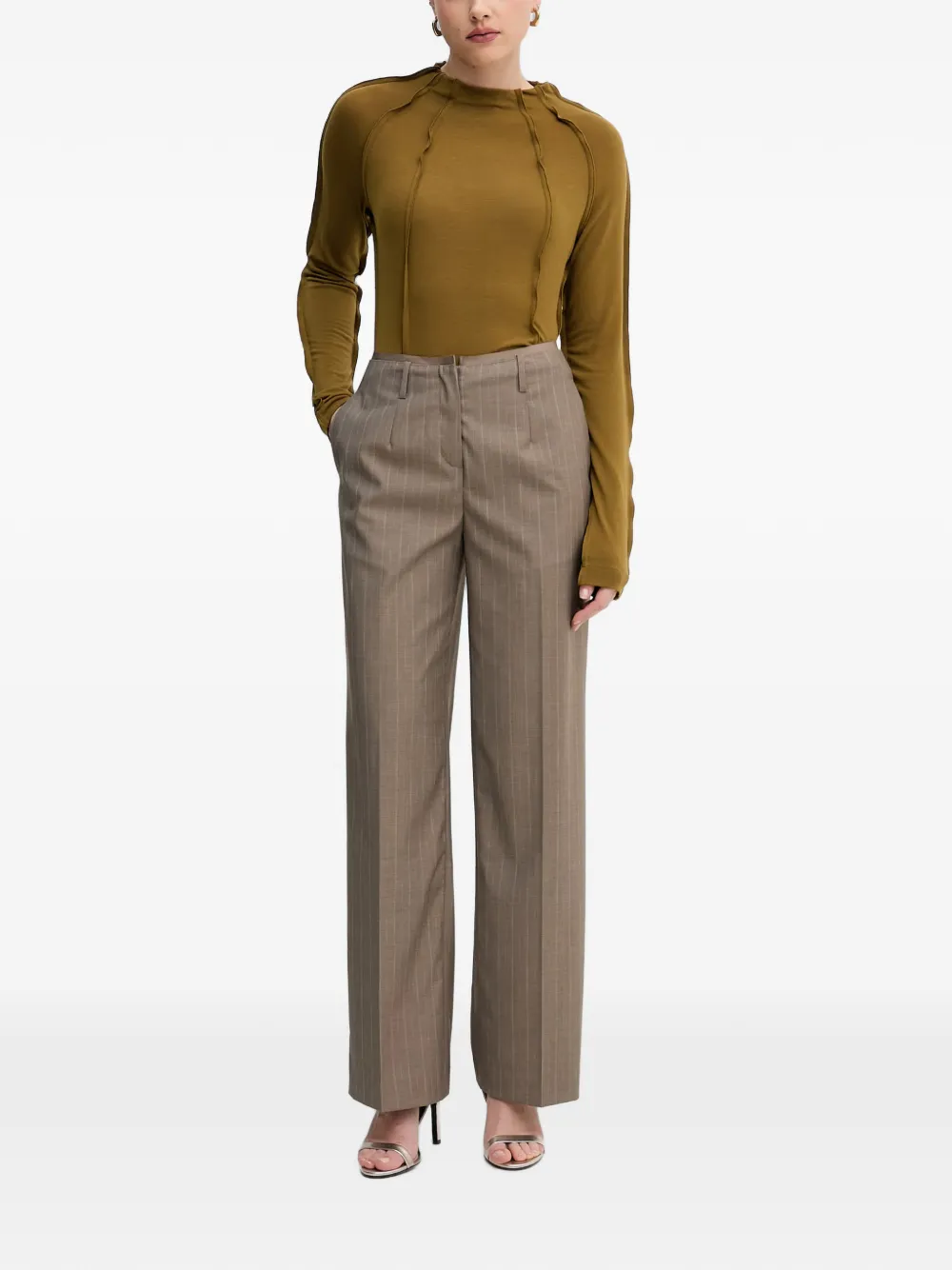 Sisley Pantalon met krijtstreep Bruin