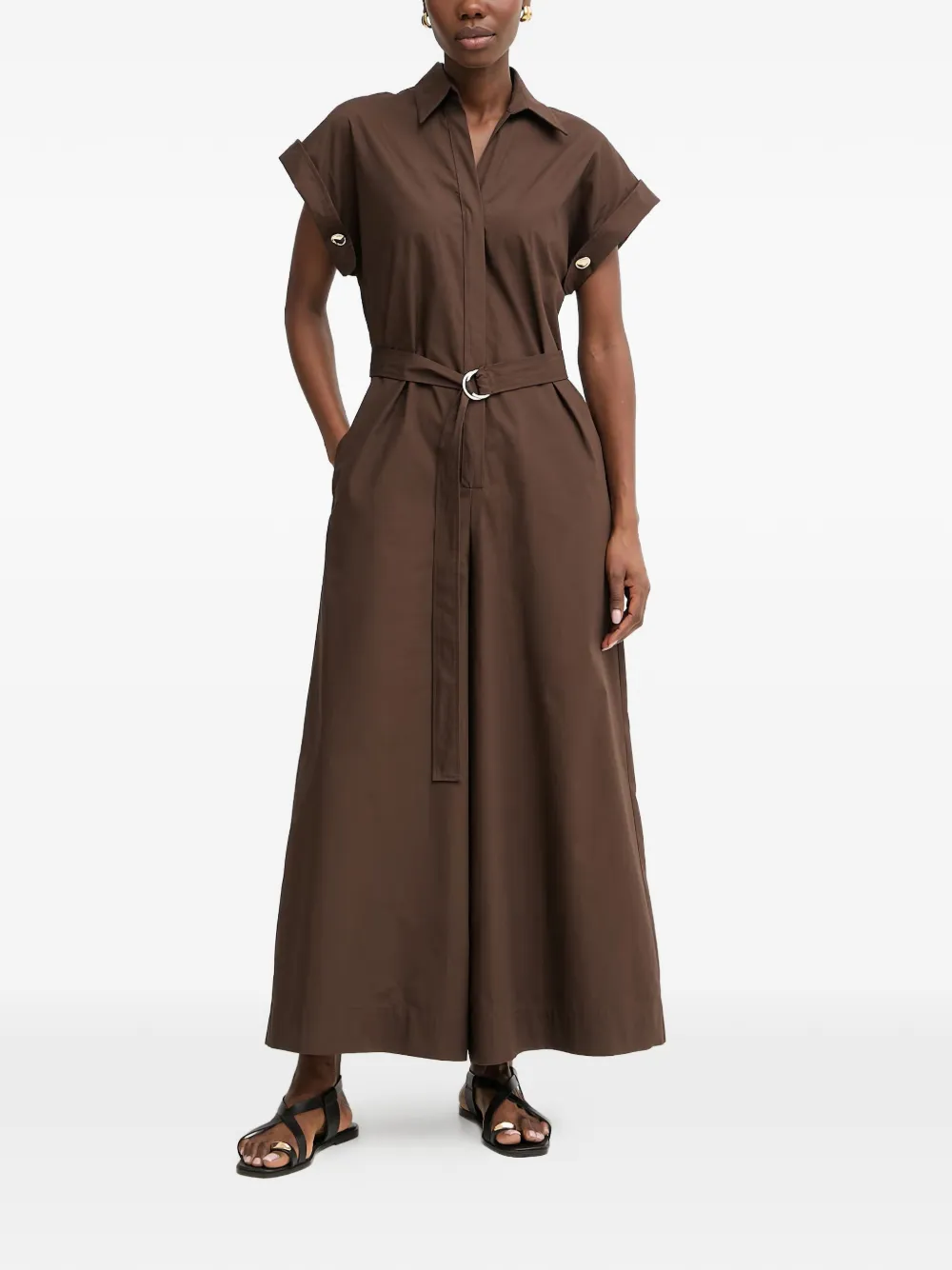 SIMONA CORSELLINI belted wide-leg jumpsuit - Marrone