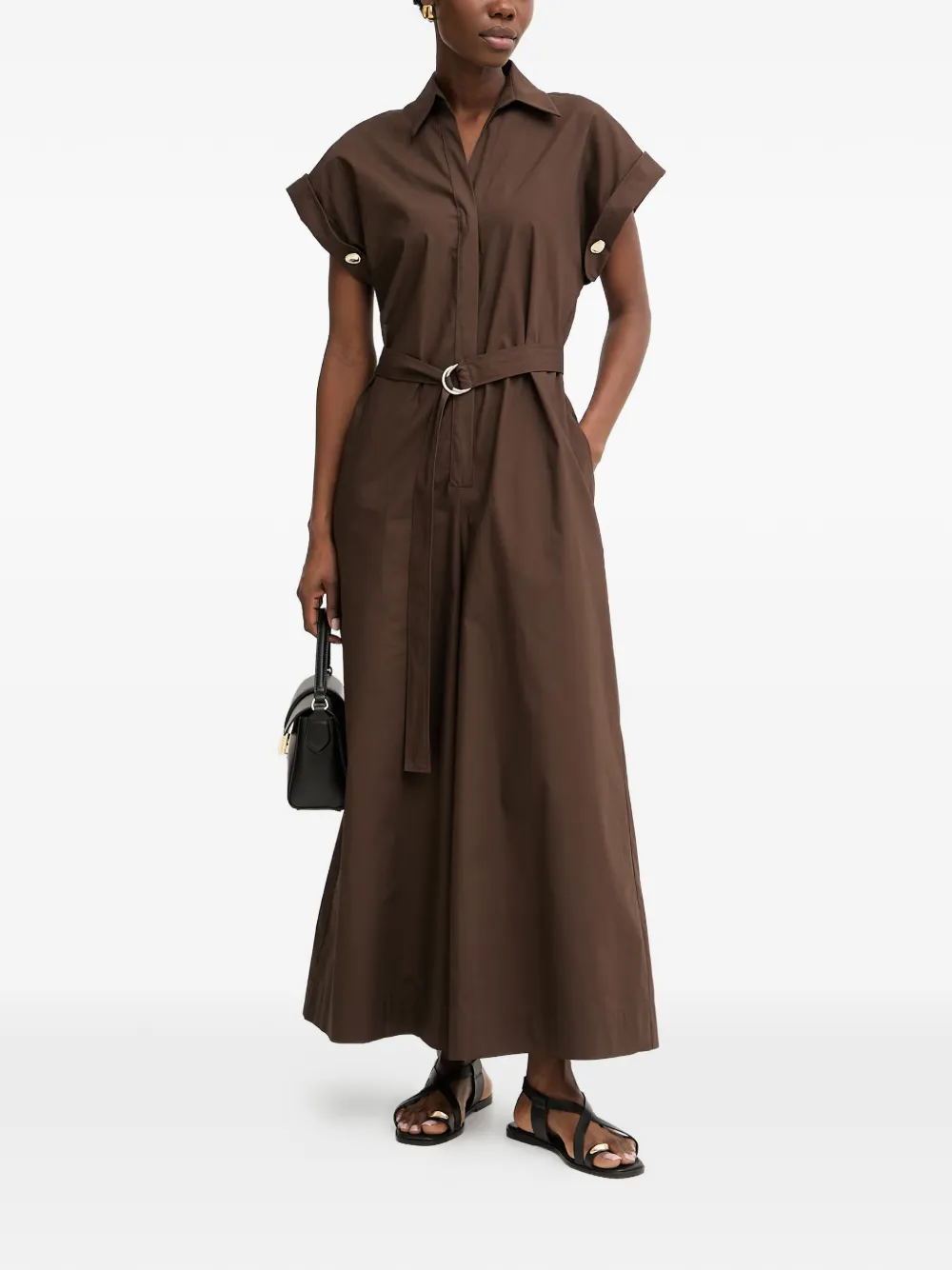 SIMONA CORSELLINI belted wide-leg jumpsuit - Marrone