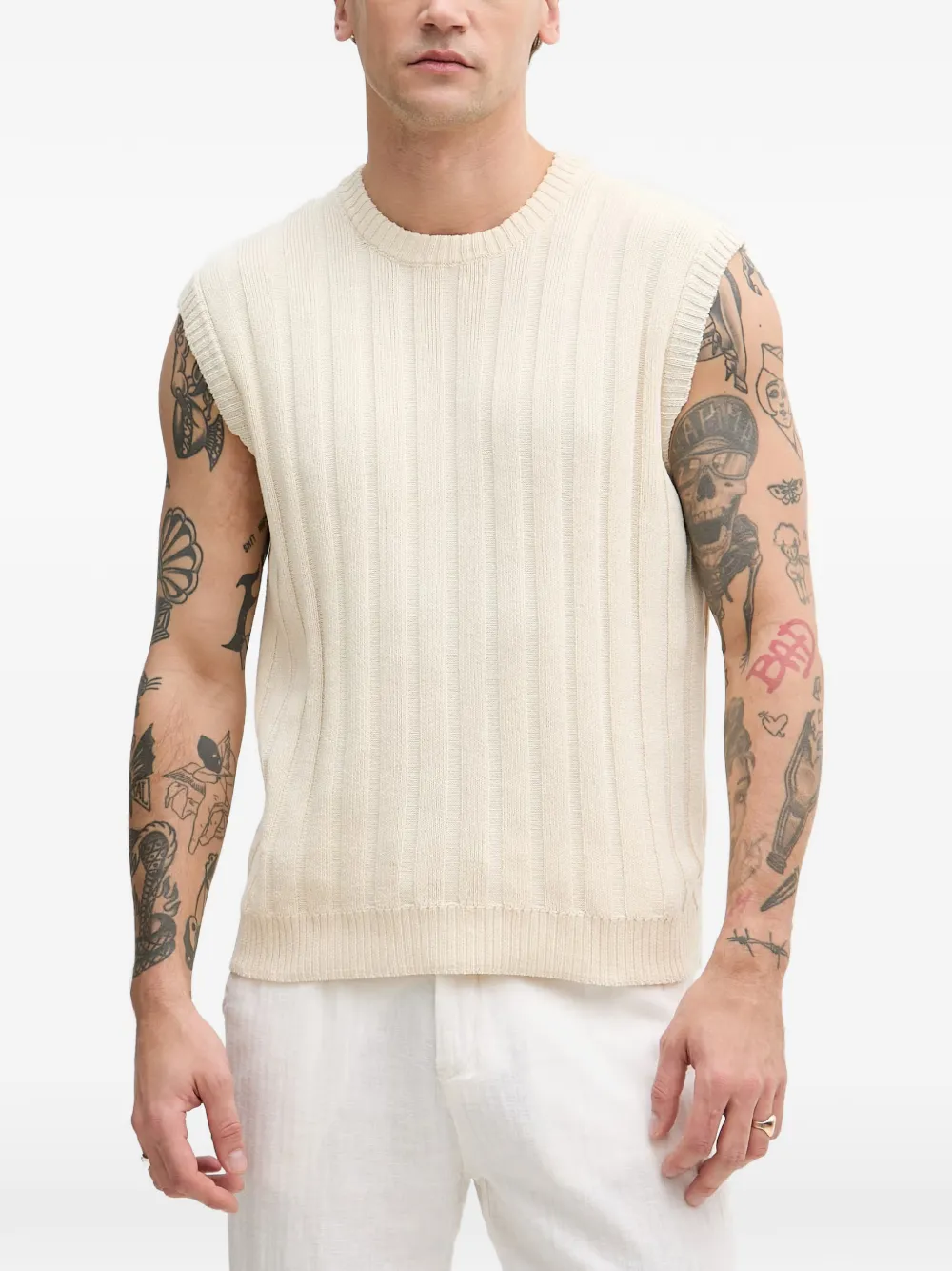 Sisley ribbed-knit sweater - Nude