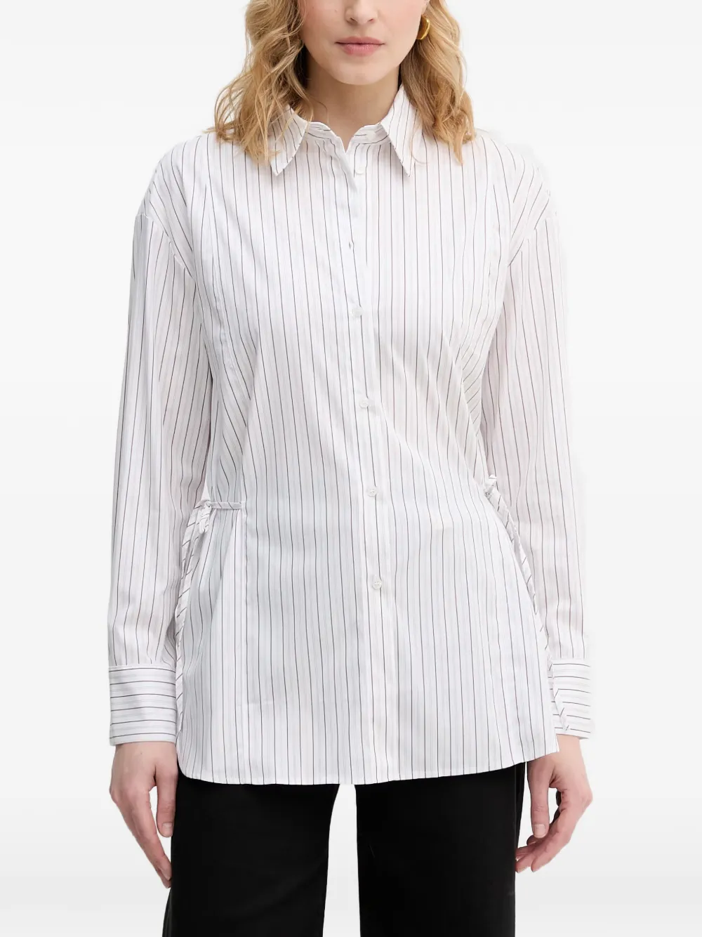 Sisley striped wrap shirt - Weiß