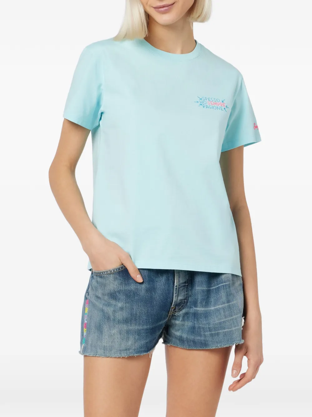 MC2 Saint Barth Emilie T-shirt verfraaid met pailletten en logopatch Roze
