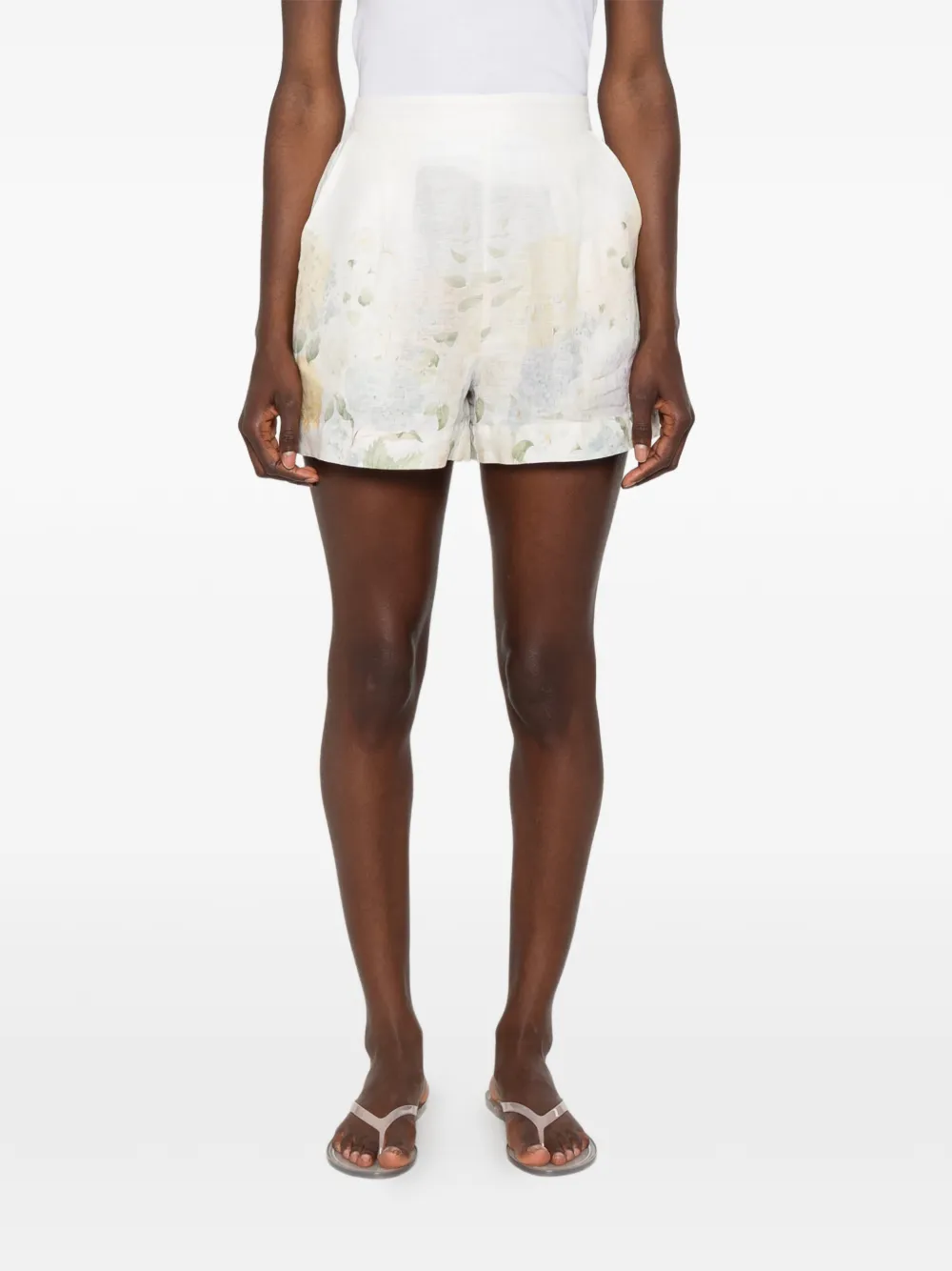 MC2 Saint Barth Amani shorts met geborduurd logo en bloemenprint Beige