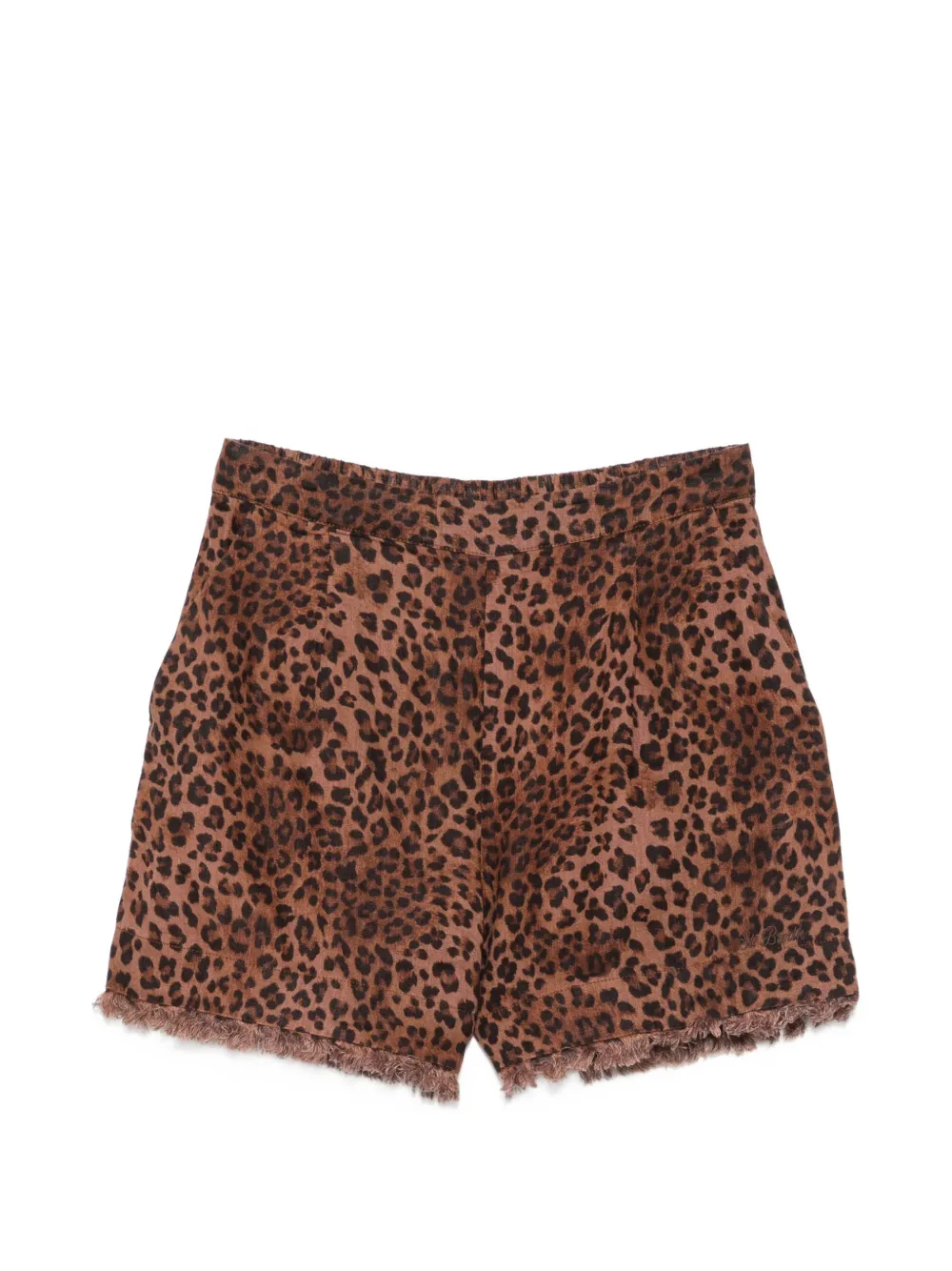 MC2 Saint Barth Amani shorts met luipaardprint en franje Bruin