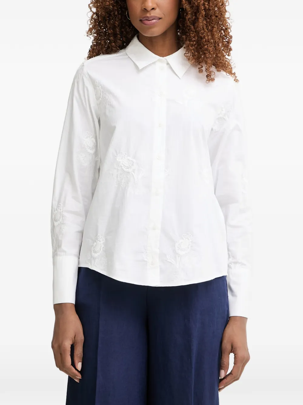 Pedro Del Hierro embroidered long-sleeve shirt - Bianco