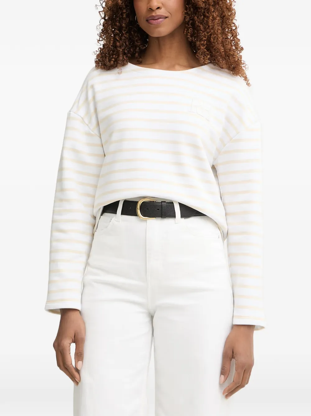 Pedro Del Hierro striped logo-embroidered sweater - Bianco