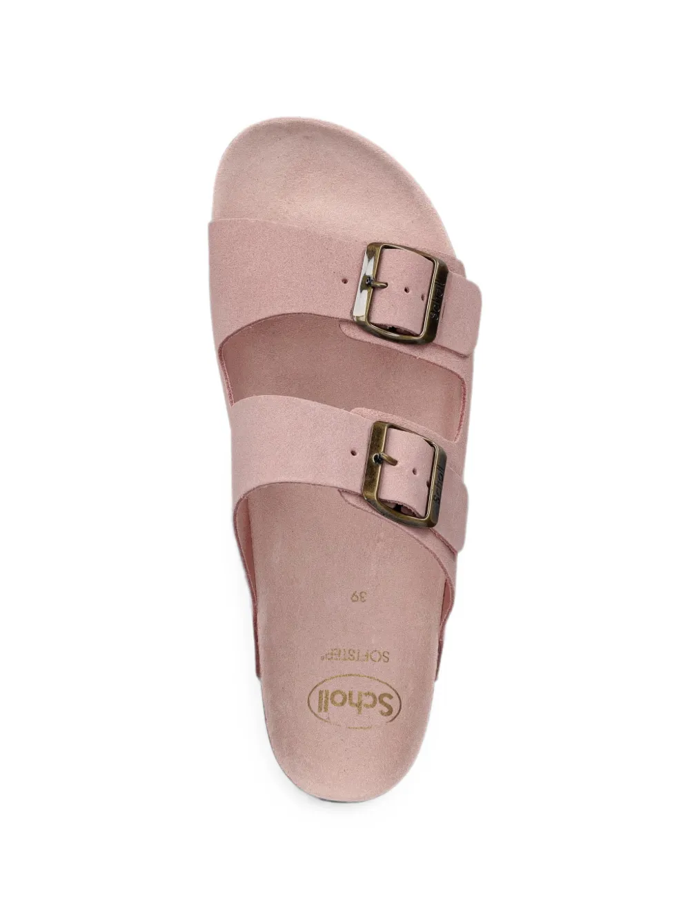 Scholl buckle-fastening double-strap slides Roze