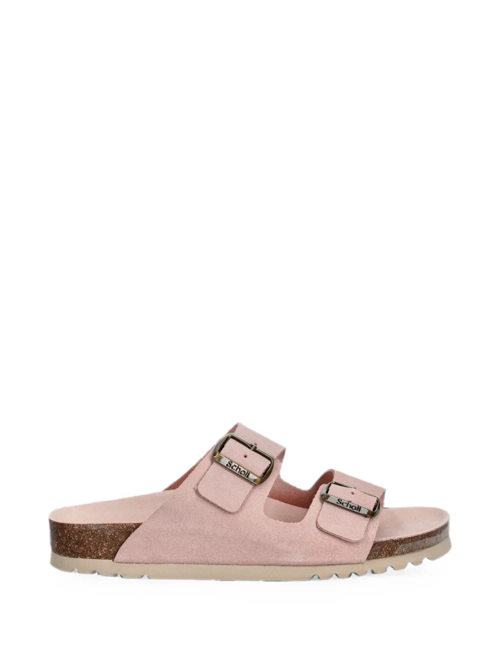 Scholl buckle-fastening double-strap slides Roze