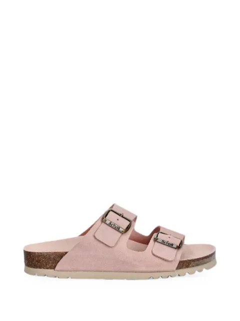 Scholl buckle-fastening double-strap slides