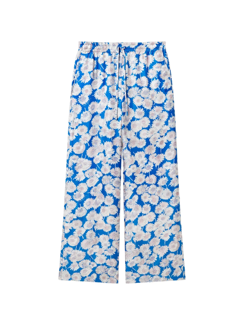 Stella McCartney Daisy floral-print silk trousers - Blu