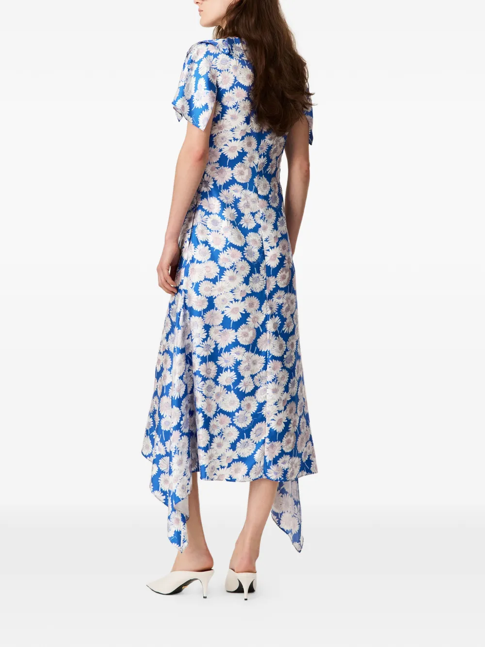Stella McCartney Midi-jurk met kapmouwen en print Blauw