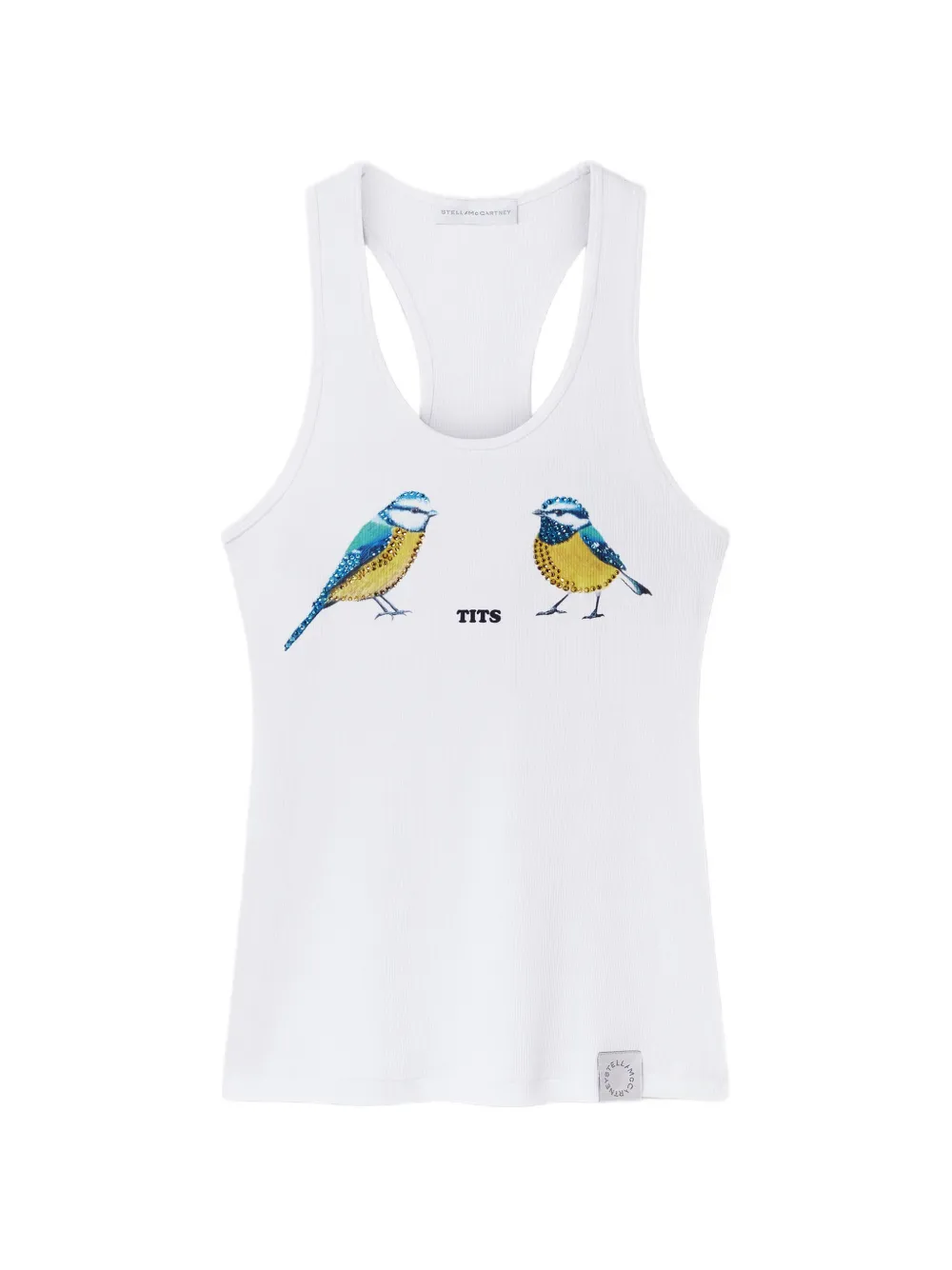 Stella McCartney bird-print ribbed tank top - Bianco