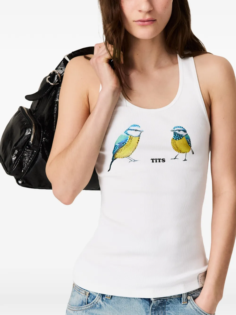Stella McCartney Blue Tits tanktop met grafische print Wit