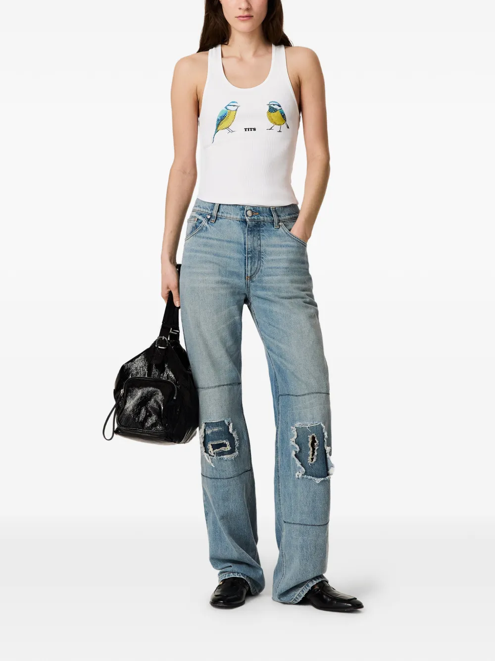 Stella McCartney Blue Tits tanktop met grafische print Wit