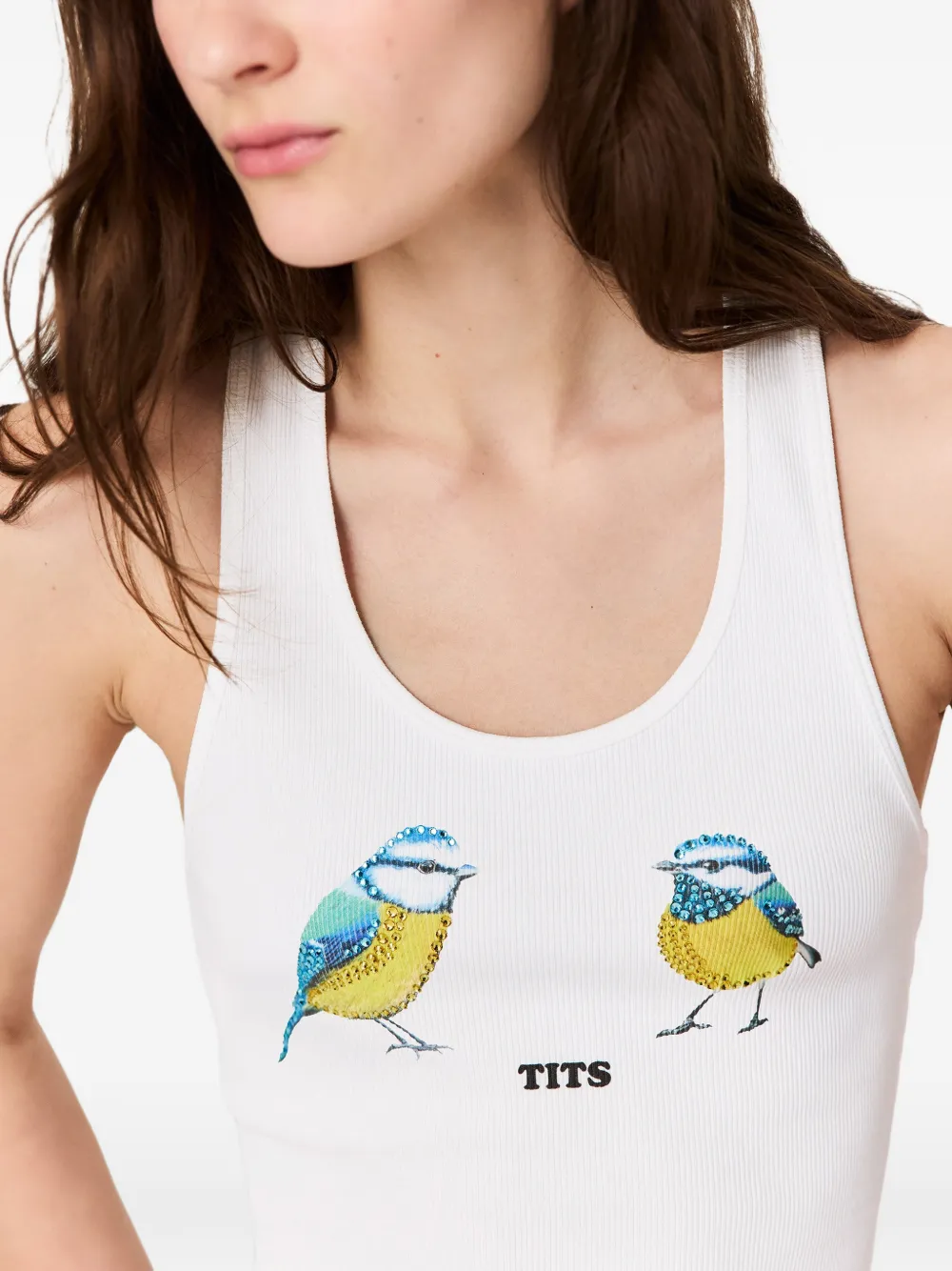Stella McCartney Blue Tits tanktop met grafische print Wit