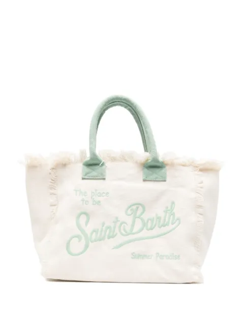 MC2 Saint Barth frayed-edge logo-embroidered beach bag
