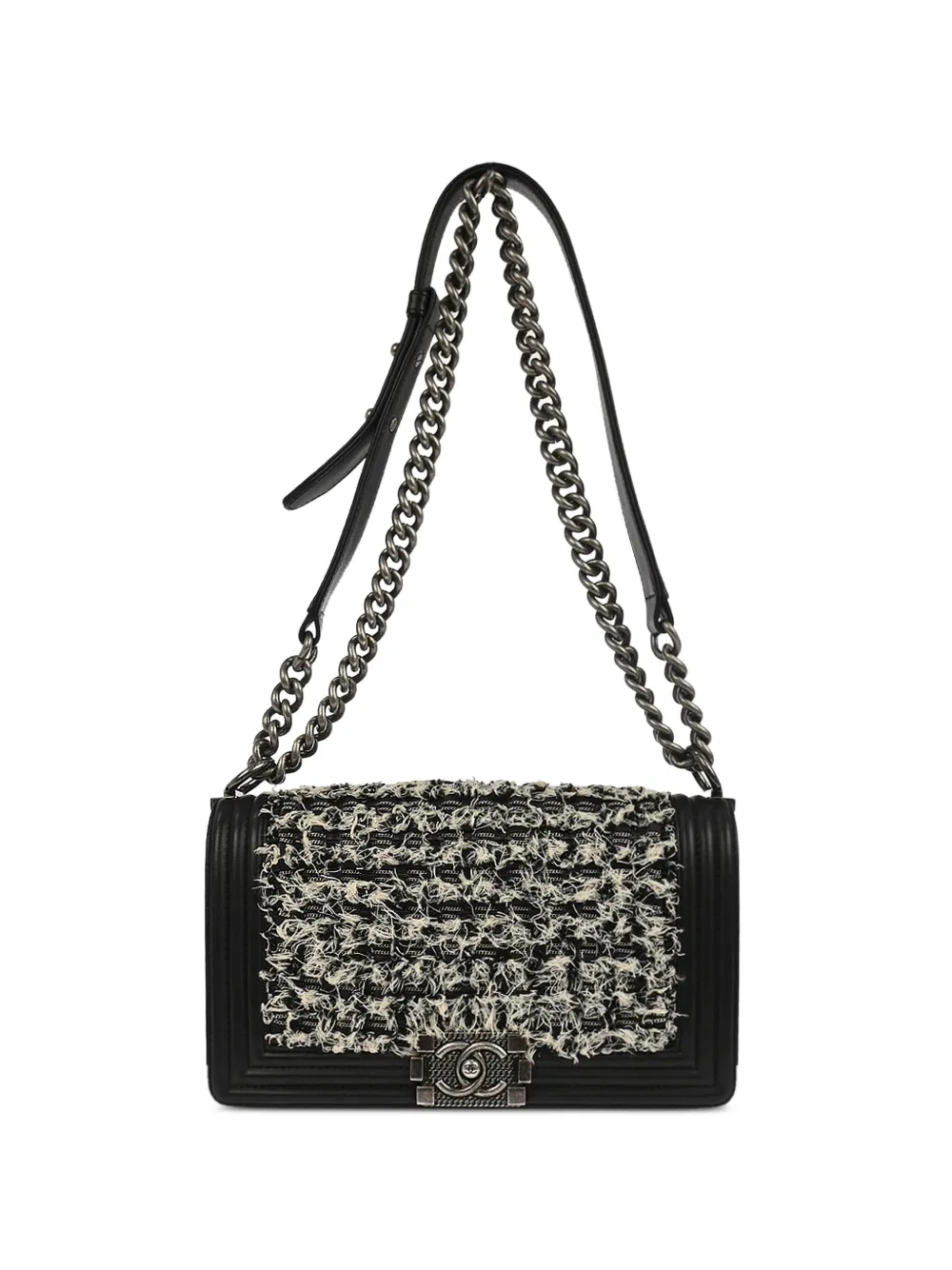 CHANEL Pre-Owned 2017 medium Boy Tweed shoulder bag - Nero