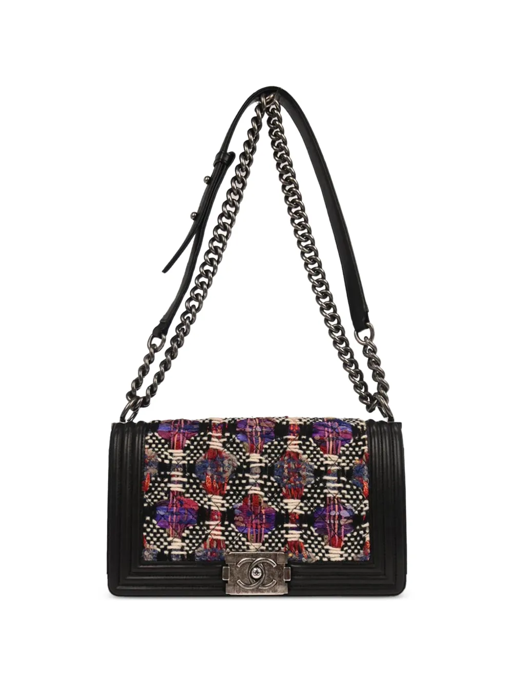 CHANEL Pre-Owned 2017 medium Boy tweed shoulder bag - Nero