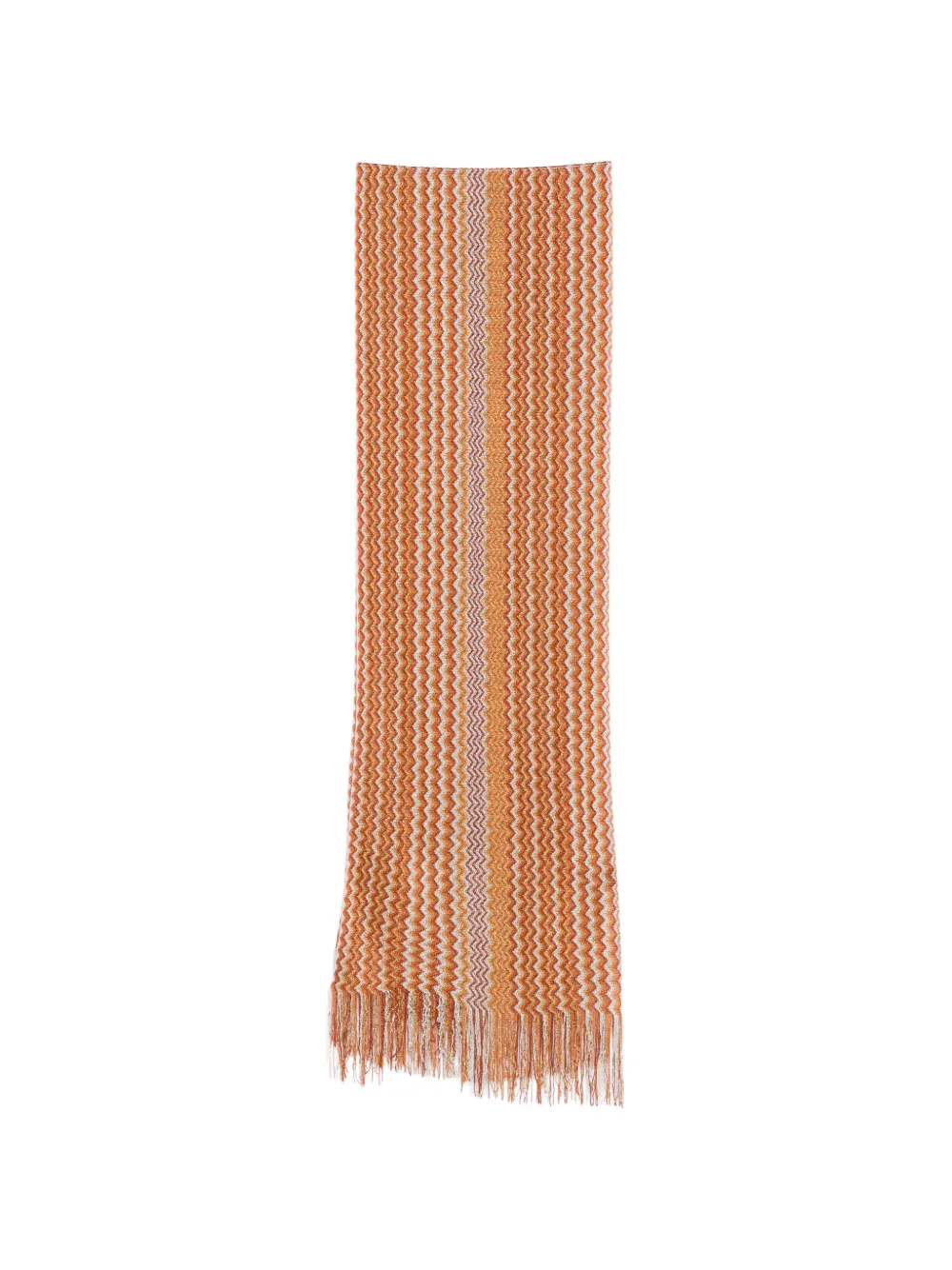 Missoni zigzag-knit fringed scarf - Orange
