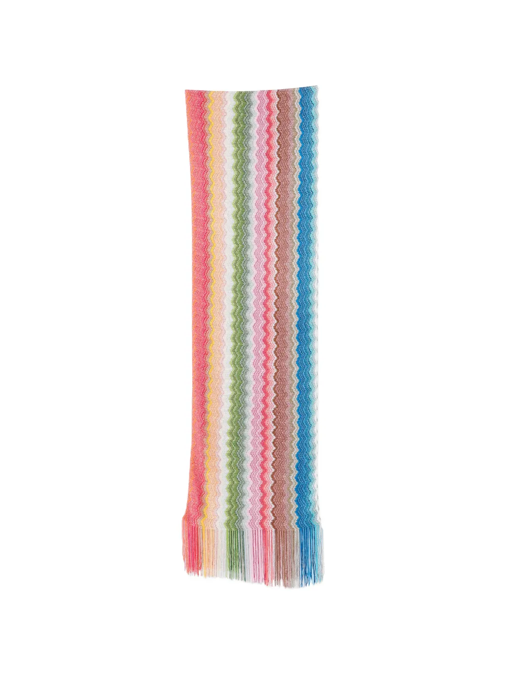 Missoni zigzag-knit fringed scarf - Rot