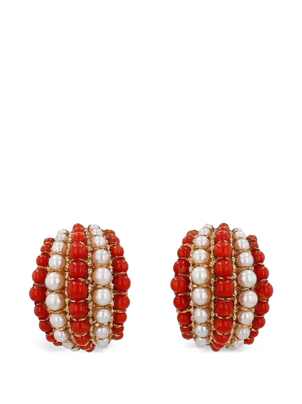 Van Cleef & Arpels 1962 Twist coral and pearl earrings - Oro