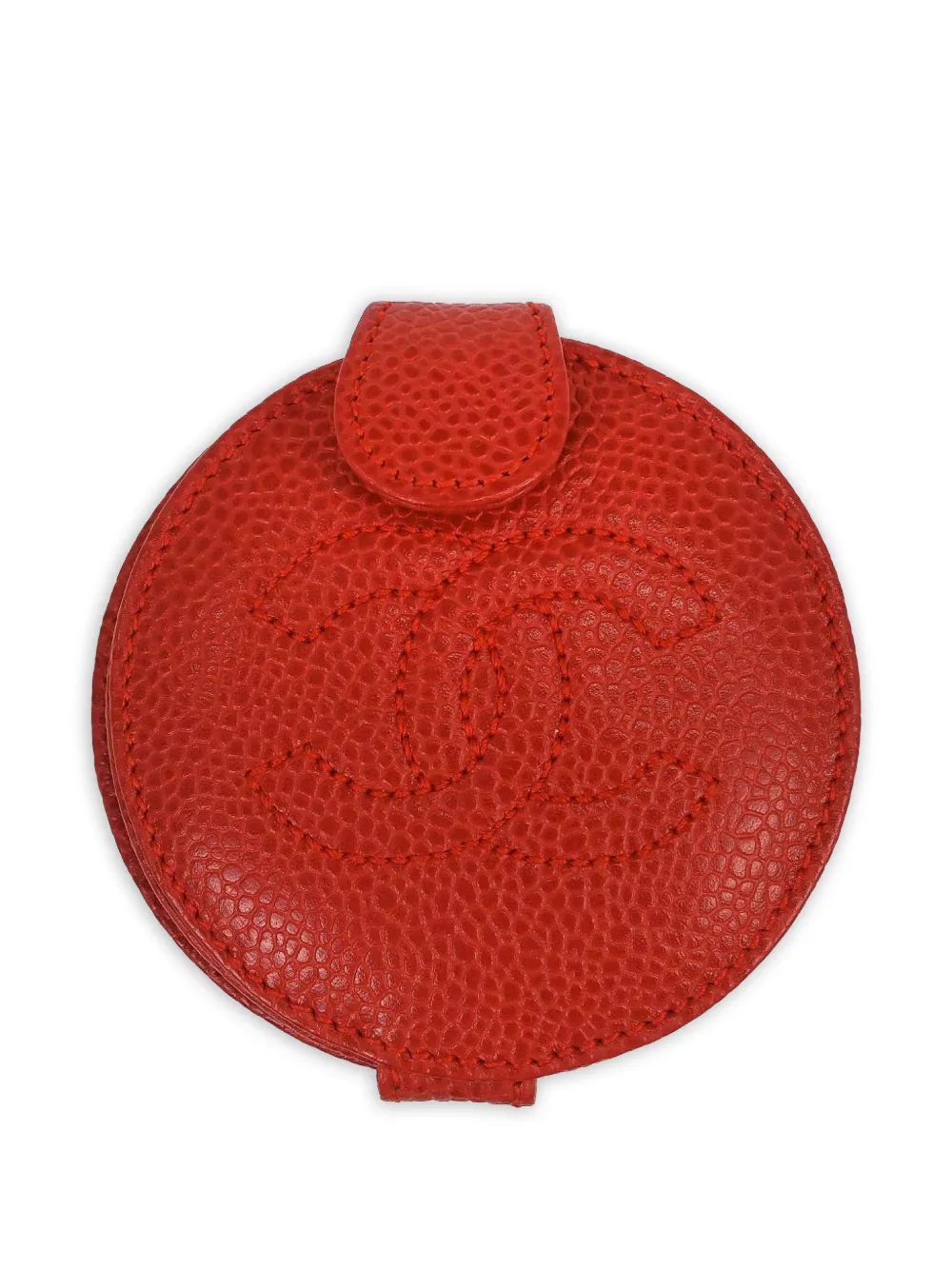 CHANEL Pre-Owned 1990-2000 CC-motif Caviar leather compact mirror - Rosso