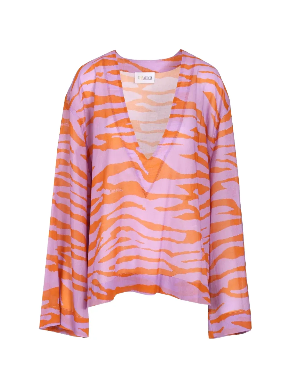 The Attico animalier-print V-neck blouse - Viola