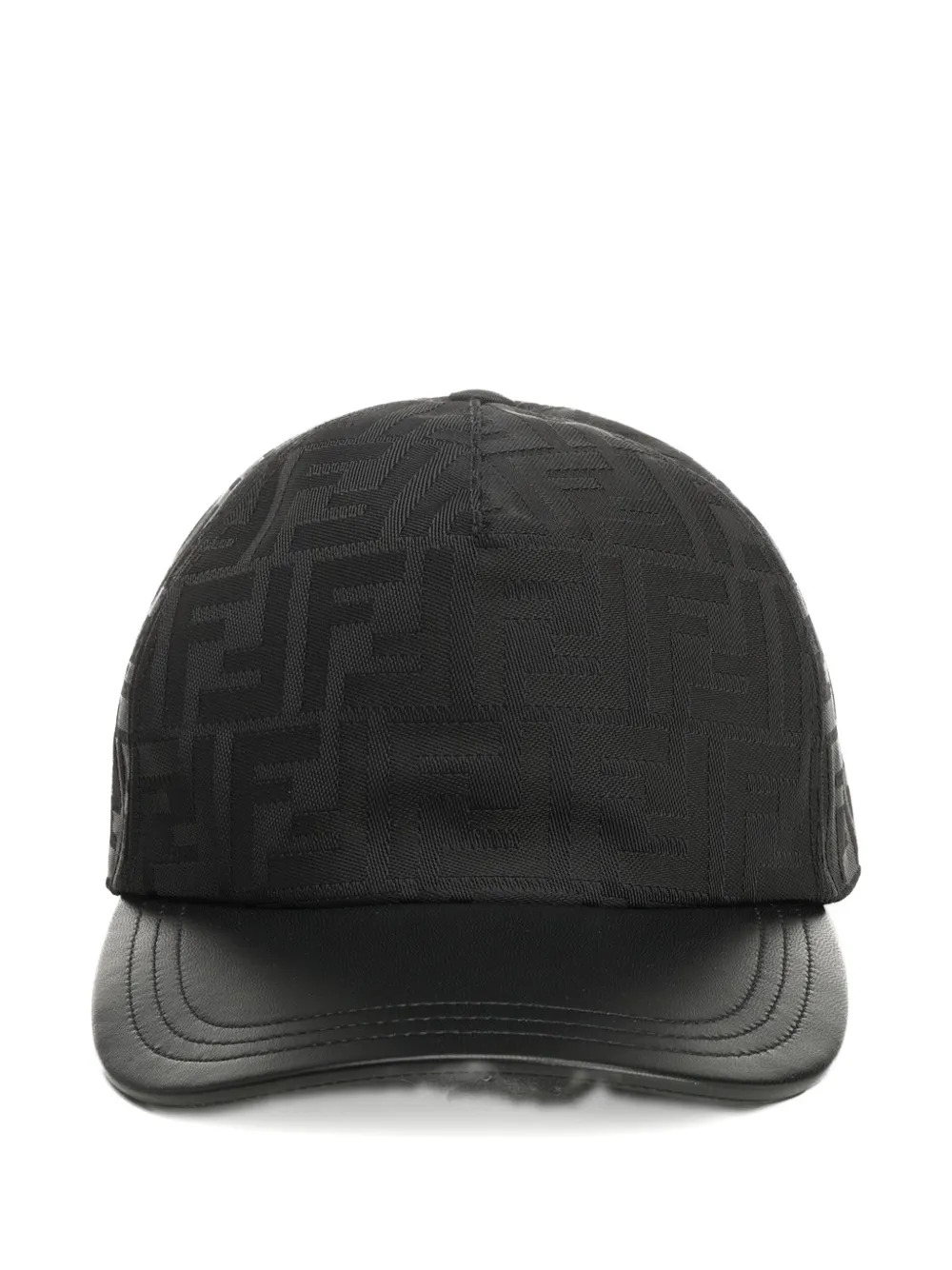 FENDI FF jacquard leather-trim baseball cap - Black