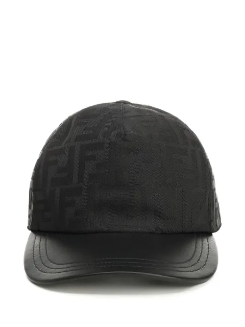 FENDI FF jacquard leather-trim baseball cap