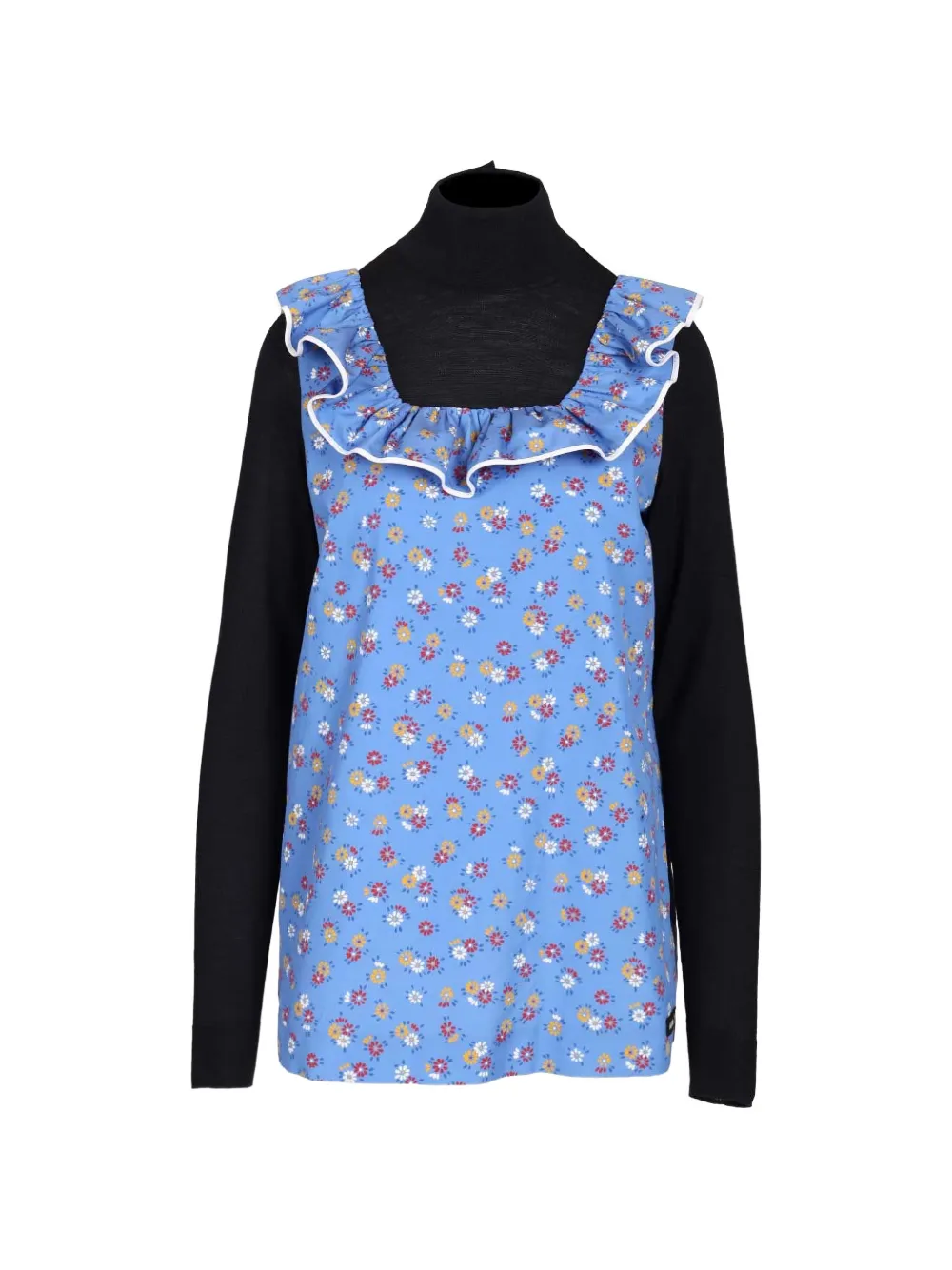Miu Miu floral-print ruffled top - Blu