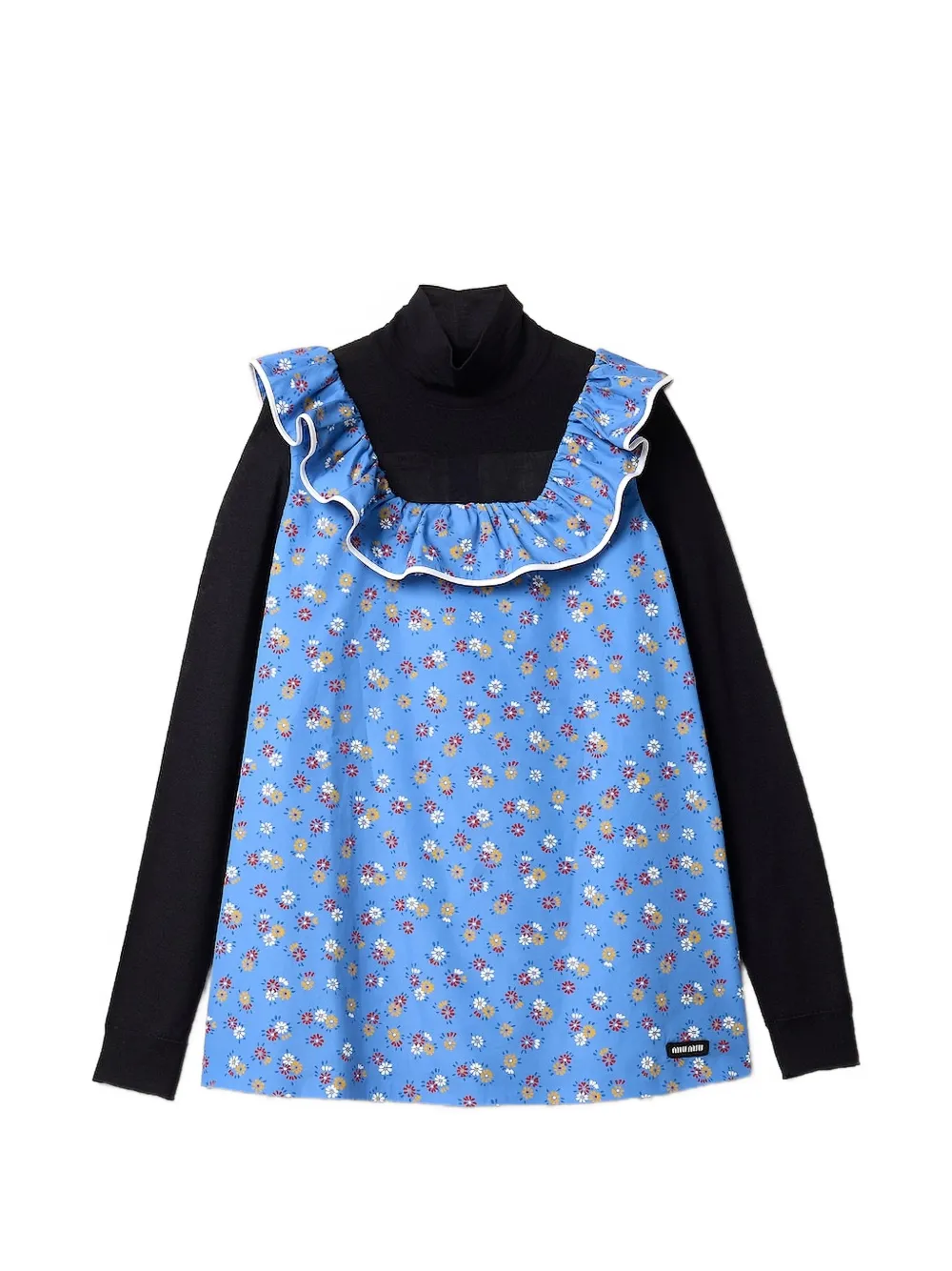 Miu Miu floral-print ruffled top - Blu