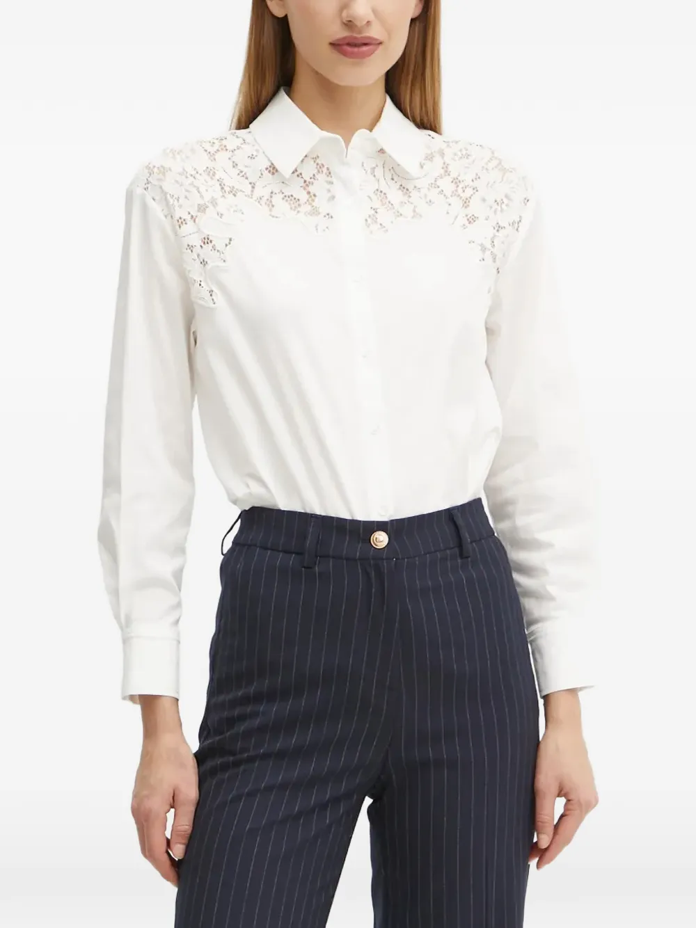 Morgan lace-insert long-sleeve shirt
