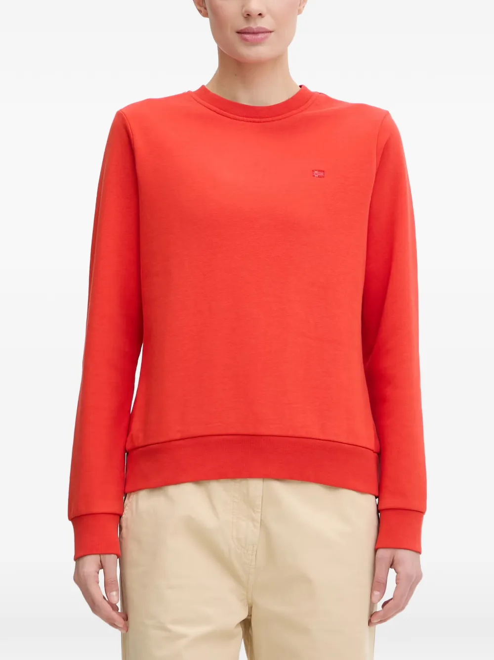 Napapijri Aurora logo-patch ribbed-trim sweatshirt - Rot