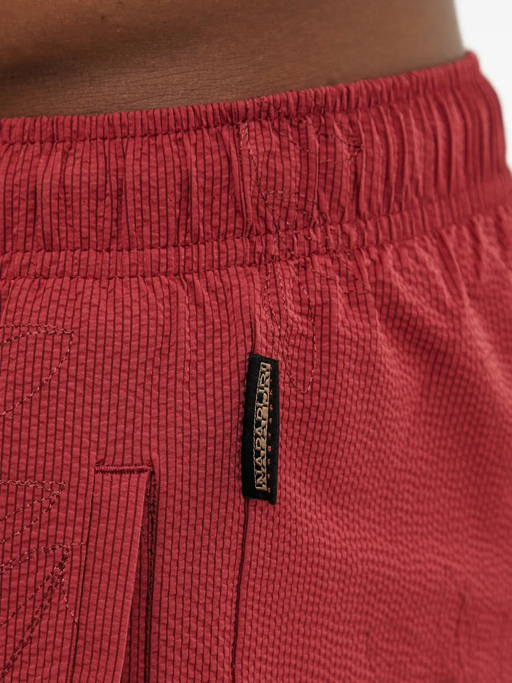 Napapijri Zwembroek met seersucker-textuur en logo-patch Rood