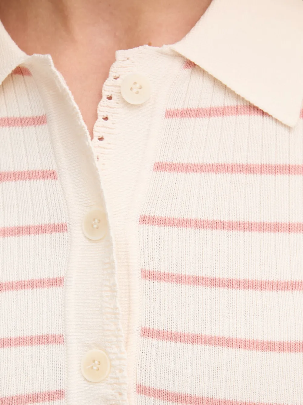 Mos Mosh MMCaliz gestreept geribbeld poloshirt Beige