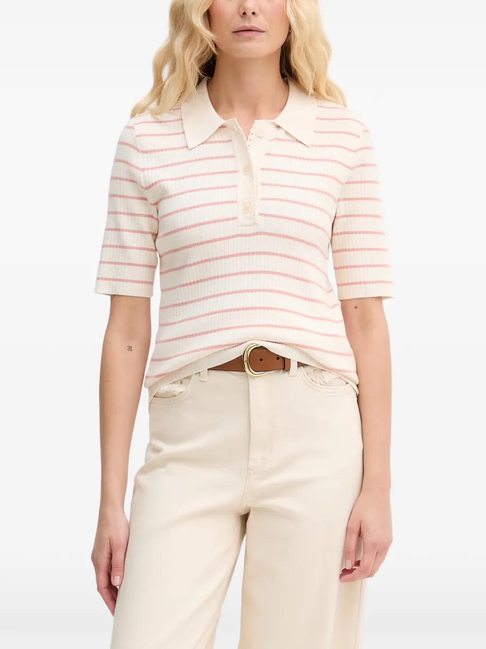Mos Mosh MMCaliz striped ribbed polo shirt