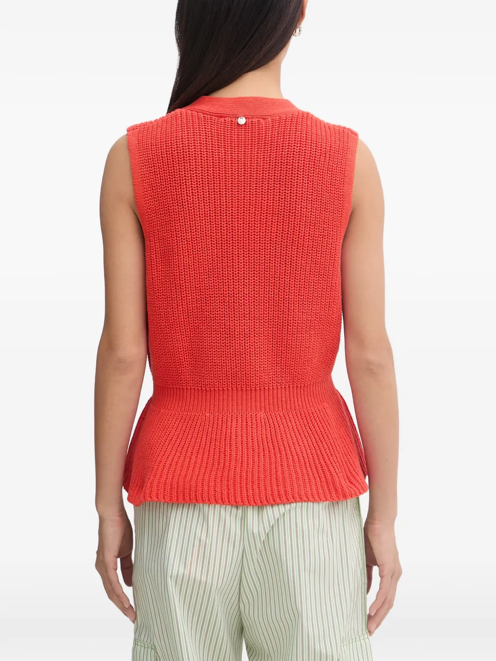 Mos Mosh Herbi ribbed-knit peplum cardigan Oranje