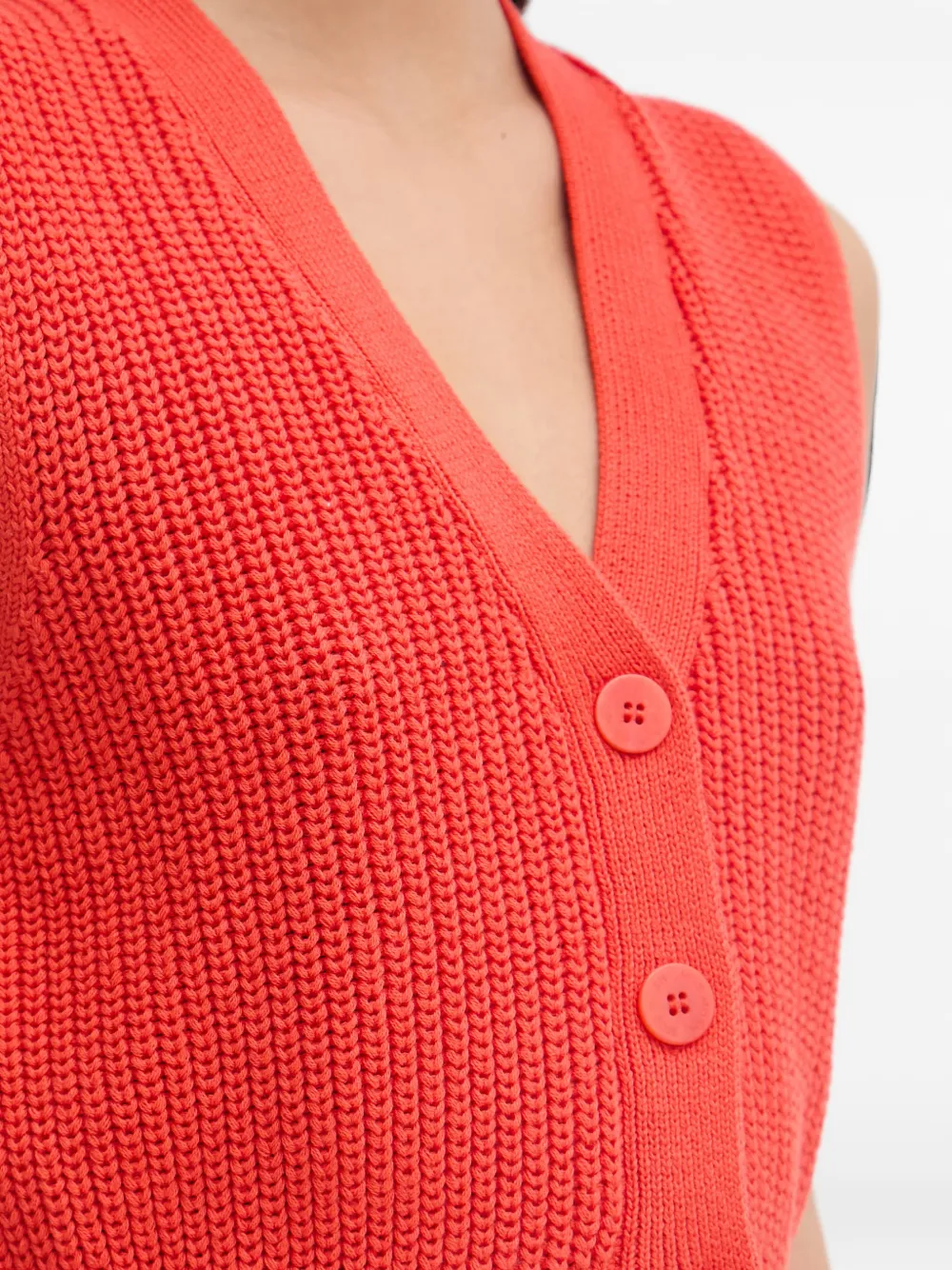Mos Mosh Herbi ribbed-knit peplum cardigan Oranje