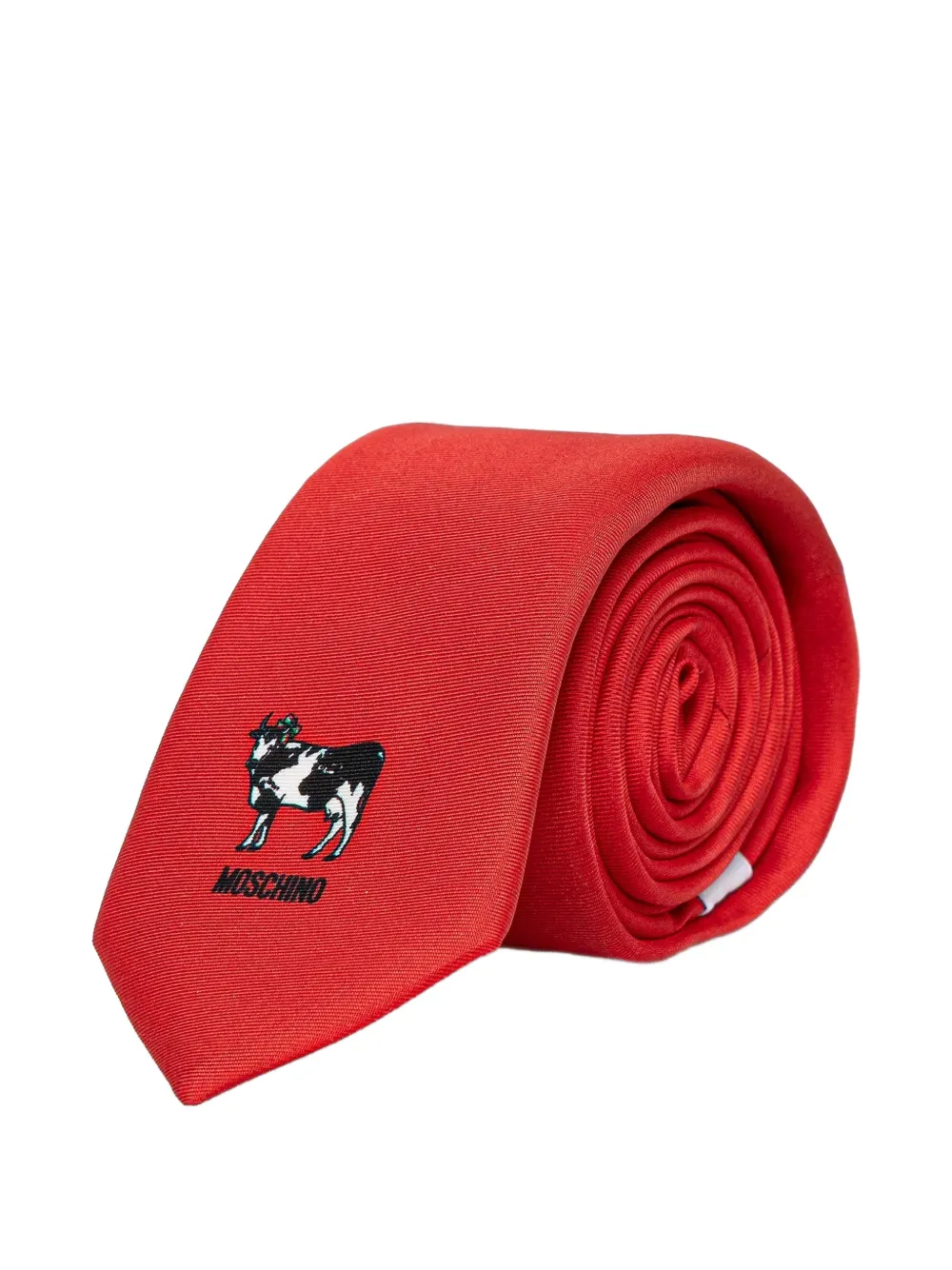 Moschino cow-motif logo-print tie - Rosso