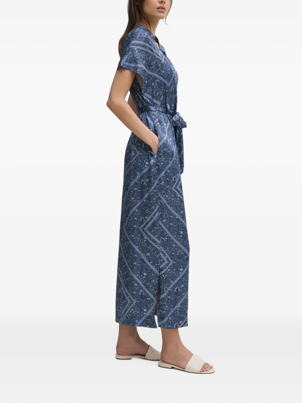 Mos Mosh Lisha Boarda maxi-jurk met bloemenprint en ceintuur Blauw