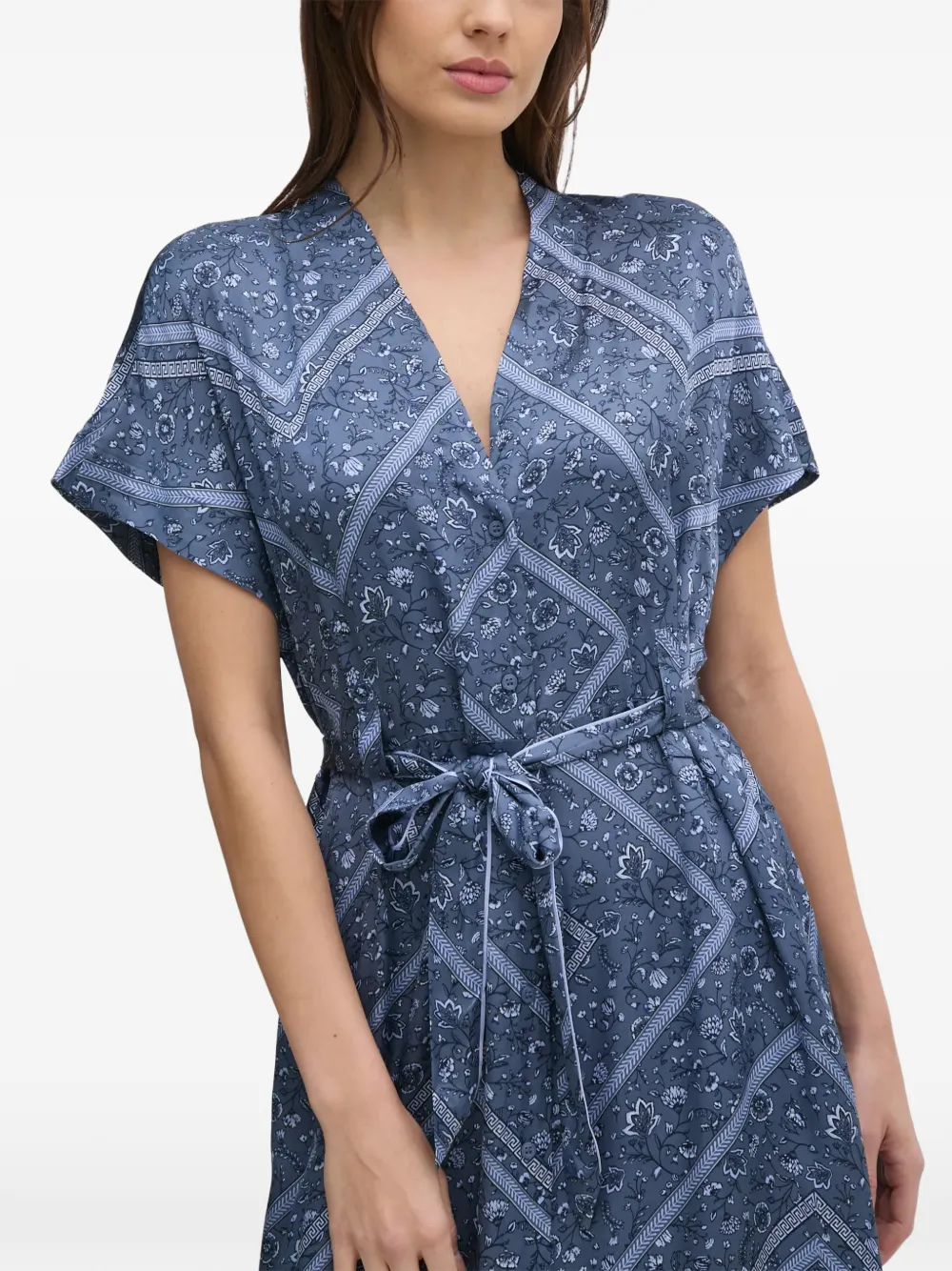 Mos Mosh Lisha Boarda maxi-jurk met bloemenprint en ceintuur Blauw