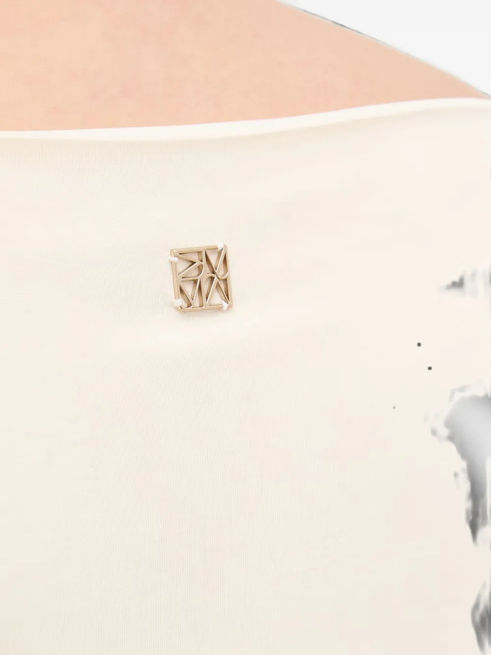Mos Mosh gathered-sleeve boat-neck T-shirt Beige