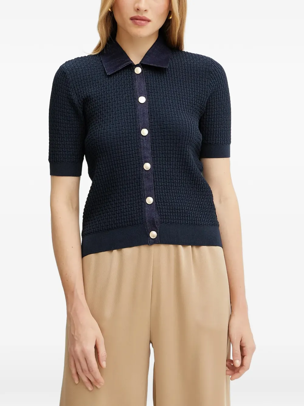 Morgan Short-sleeve Cardigan In Blau