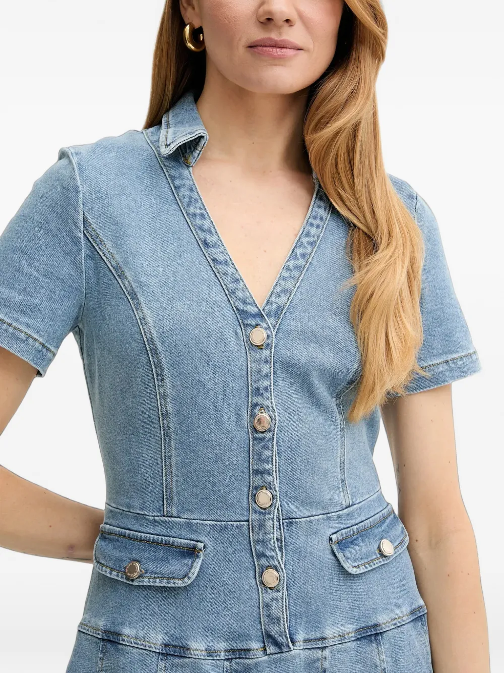 Morgan Geplooide mini-jurk met knopen Blauw