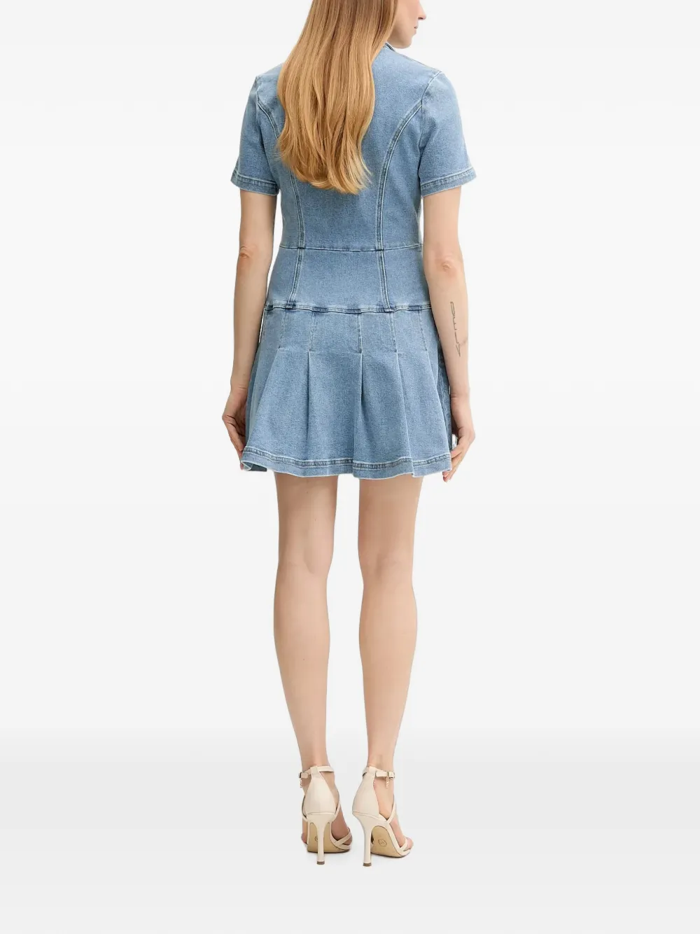 Morgan Geplooide mini-jurk met knopen Blauw