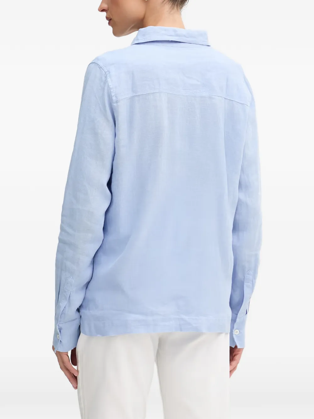 Mos Mosh Linnen overhemd met borstzak Blauw