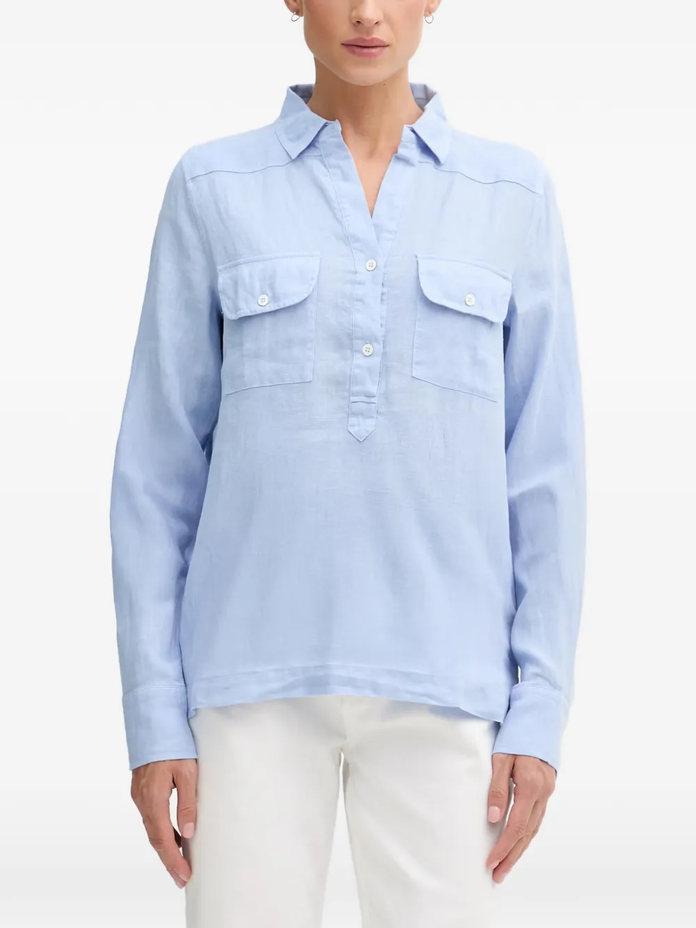 Mos Mosh linen chest-pocket shirt
